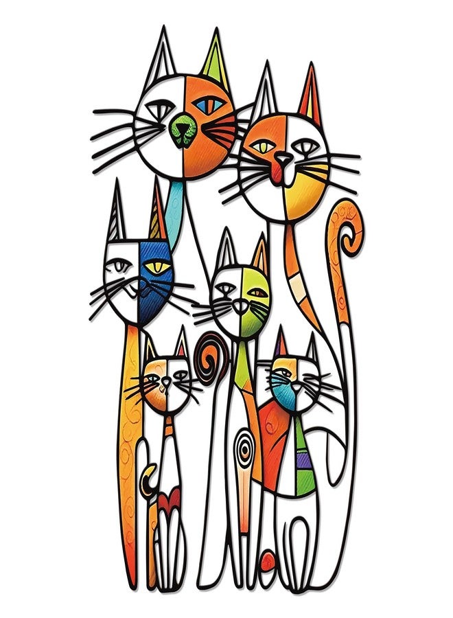 KOYILTD Mid Century Cat Wall Art Colorful Metal Wall Sculpture Mid Century Modern Wall Decoration Retro Unique Cat Wall Decoration for Home Living Room Bathroom Bedroom Kitchen (Retro, Medium) - Image 1